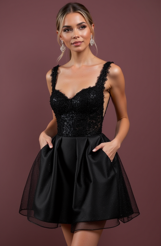 Elegant Black Evening Dress & Prom Dress with Sparkling Beads for a Glamorous Look