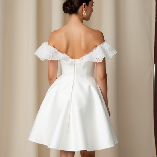 Elegant Short Wedding Dress and Mini Dress with a Draped Bodice for a Luxe Feel