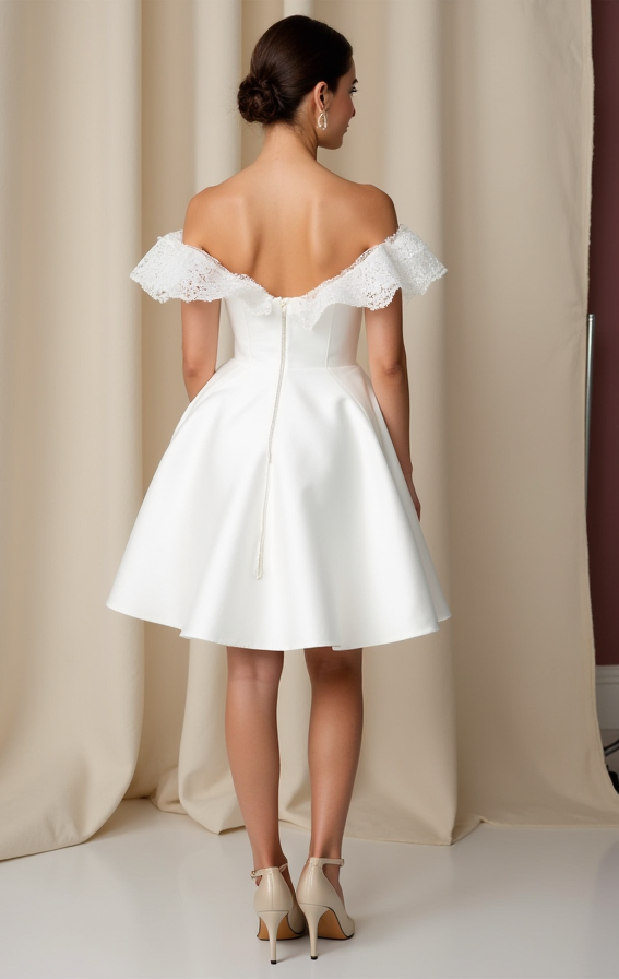 Elegant Short Wedding Dress and Mini Dress with a Draped Bodice for a Luxe Feel