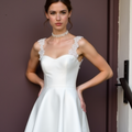 Playful Short Wedding Dress and Mini Dress with Polka Dot Tulle for a Fun Look