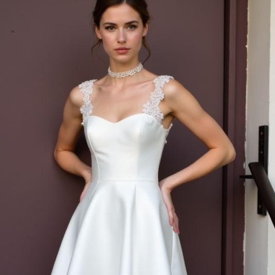 Playful Short Wedding Dress and Mini Dress with Polka Dot Tulle for a Fun Look