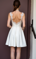 Playful Short Wedding Dress and Mini Dress with Polka Dot Tulle for a Fun Look