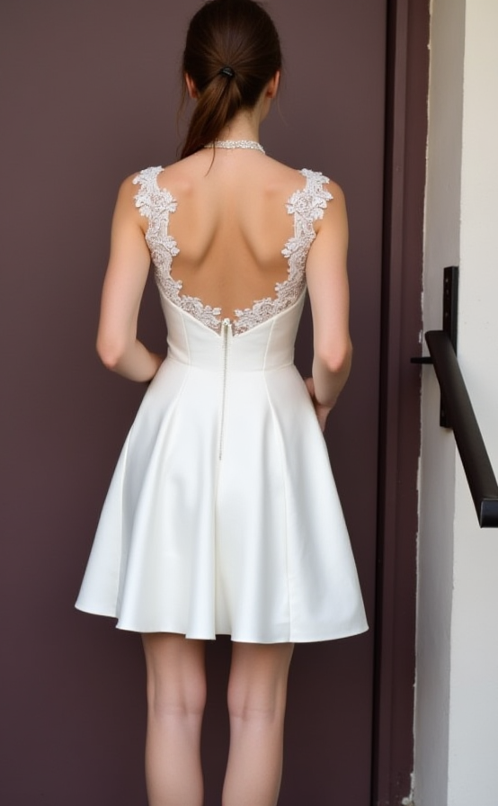 Playful Short Wedding Dress and Mini Dress with Polka Dot Tulle for a Fun Look