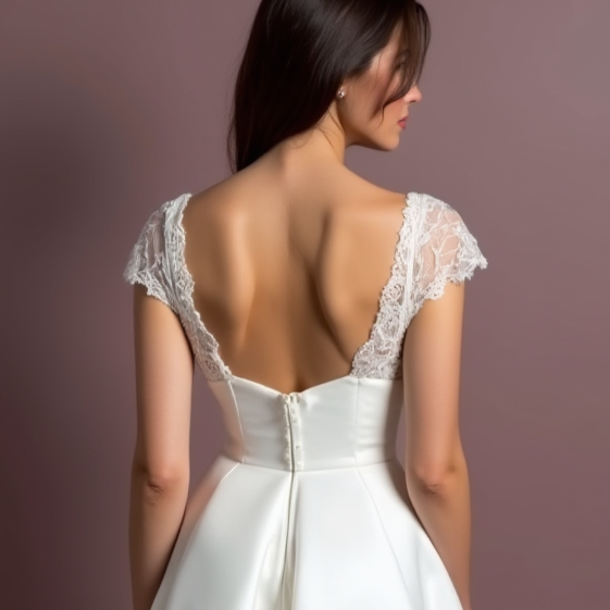Short Wedding Dress and Mini Dress with a Fit-and-Flare Silhouette for a Feminine Look