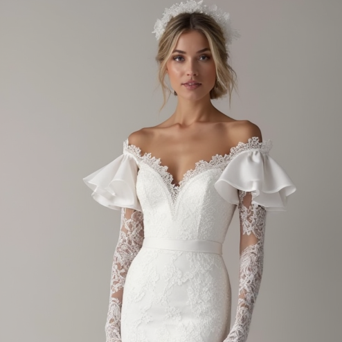 Mermaid Wedding Dress with a Deep V-Neck for a Bold and Sexy Look