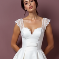 Short Wedding Dress and Mini Dress with a Belted Waist for a Defined Silhouette