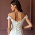 Chic Short Wedding Dress and Mini Dress with Pearl Buttons for a Vintage Touch