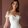 Chic Short Wedding Dress and Mini Dress with Pearl Buttons for a Vintage Touch
