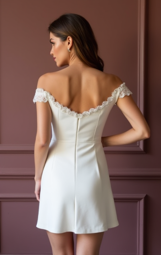 Chic Short Wedding Dress and Mini Dress with Pearl Buttons for a Vintage Touch