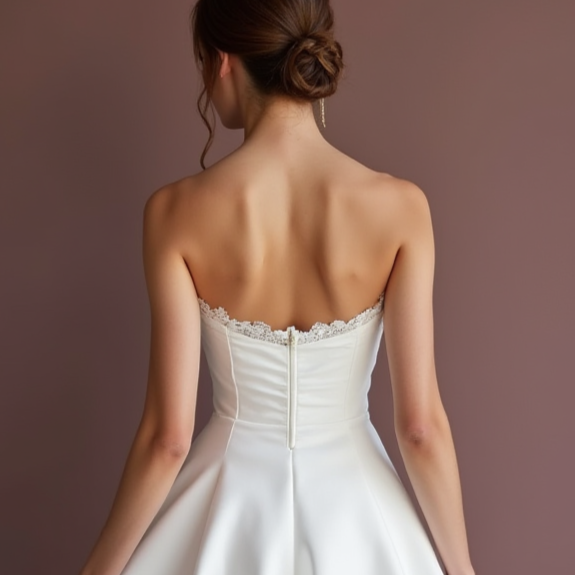Modern Short Wedding Dress and Mini Dress with a Sleek Strapless Bodice
