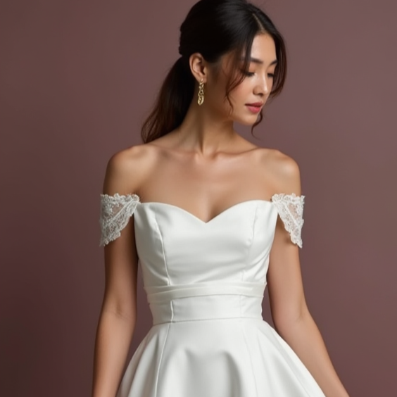 Elegant Short Wedding Dress and Mini Dress with an Illusion Lace Neckline