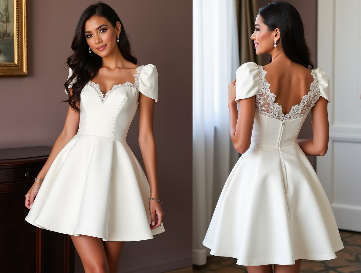 Stunning Short Wedding Dress and Mini Dress with Crystal Embellishments