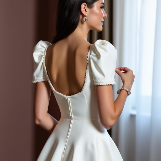 Elegant Mini Short Wedding Dress with a Satin Finish for a Sleek and Sophisticated Look