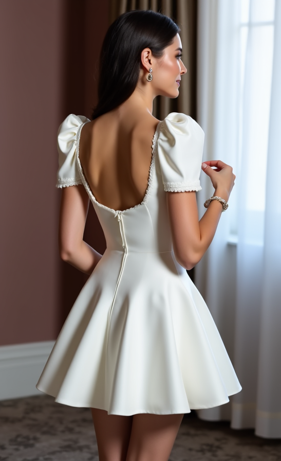Elegant Mini Short Wedding Dress with a Satin Finish for a Sleek and Sophisticated Look