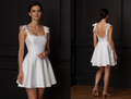 Romantic Mini Short Wedding Dress with a Flowing Skirt for a Dreamy Wedding Style