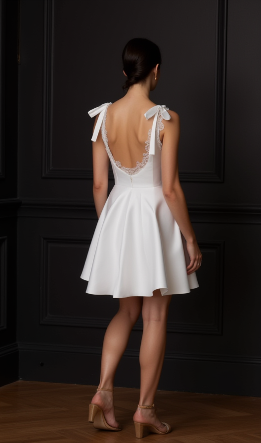 Romantic Mini Short Wedding Dress with a Flowing Skirt for a Dreamy Wedding Style