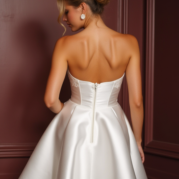 Stylish Mini Short Wedding Dress with a Plunging Neckline for a Bold and Chic Look