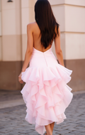 Timeless Pink Evening Dress and Prom Gown with Crystal Detailing for a Touch of Glam