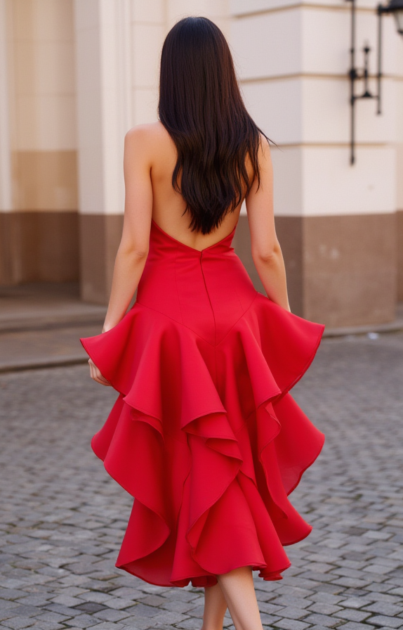 Stunning Red Evening Dress and Prom Gown with a Backless Design for a Sexy Look