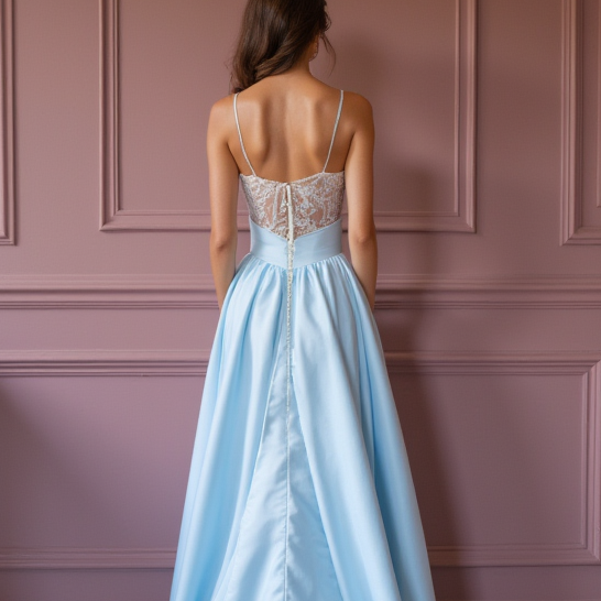 Sophisticated Evening Gown and Prom Dress with a Classic A-Line Shape
