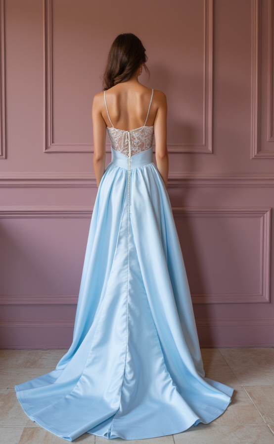 Sophisticated Evening Gown and Prom Dress with a Classic A-Line Shape