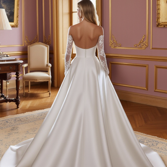 Classic White Princess Wedding Dress with a Full Skirt for a Royal Feel