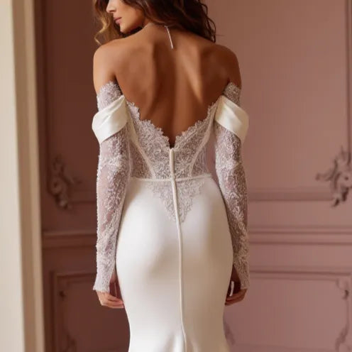 Mermaid Wedding Gown with Lace Accents for a Classic Bridal Look