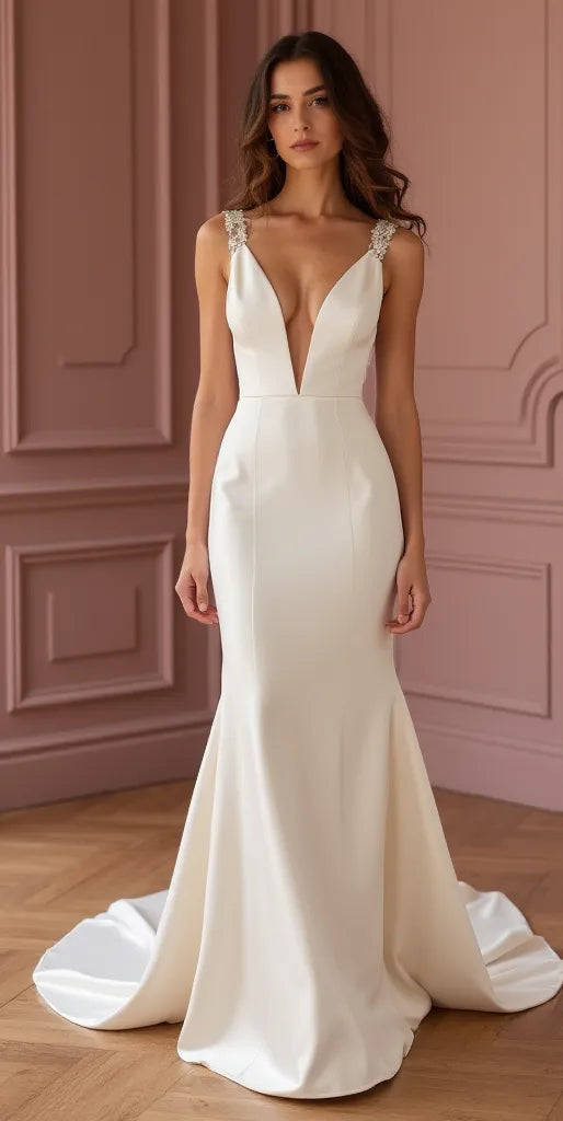 Mermaid Bridal Dress with a Dramatic Train for a Grand Wedding Entrance
