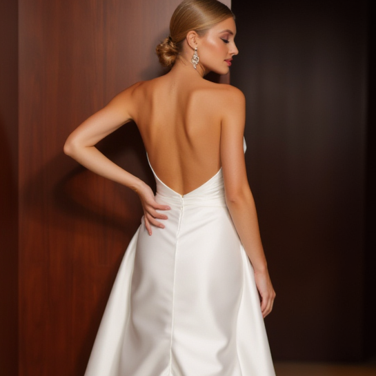 Soft A-Line White Wedding Gown with a Chiffon Overlay for a Light Feel