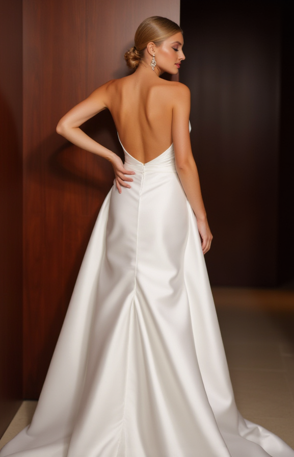Soft A-Line White Wedding Gown with a Chiffon Overlay for a Light Feel