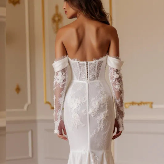 Mermaid Fit-and-Flare Wedding Dress for Trendy Brides Who Love Glam