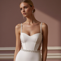 A-Line White Wedding Dress with Ruched Bodice for a Flattering Fit