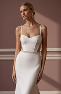 A-Line White Wedding Dress with Ruched Bodice for a Flattering Fit