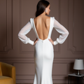 A-Line White Wedding Gown with Lace Appliqués for a Feminine Touch
