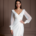 A-Line White Wedding Gown with Lace Appliqués for a Feminine Touch