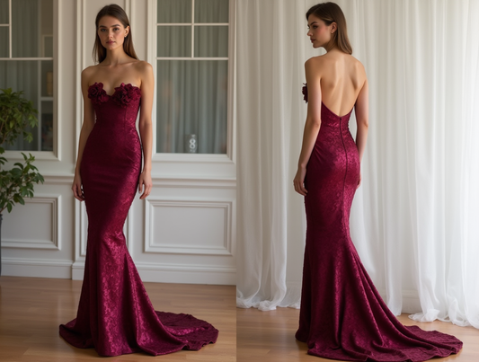 Trendy Red Evening Dress & Prom Dress with Bodycon Fit and Sparkling Fabric