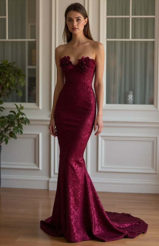 Trendy Red Evening Dress & Prom Dress with Bodycon Fit and Sparkling Fabric