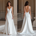 Bold White A-Line Wedding Dress with Illusion Lace and Elegant Beadwork