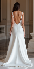 Bold White A-Line Wedding Dress with Illusion Lace and Elegant Beadwork