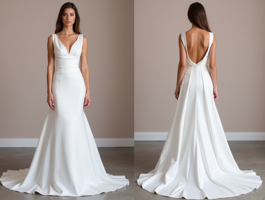 Stunning White Mermaid Wedding Dress with a Lace Bodice and Fitted Skirt