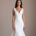 Stunning White Mermaid Wedding Dress with a Lace Bodice and Fitted Skirt