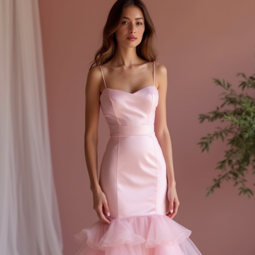 Fashion-Forward Pink Evening Dress & Prom Dress with Geometric Sequin Patterns