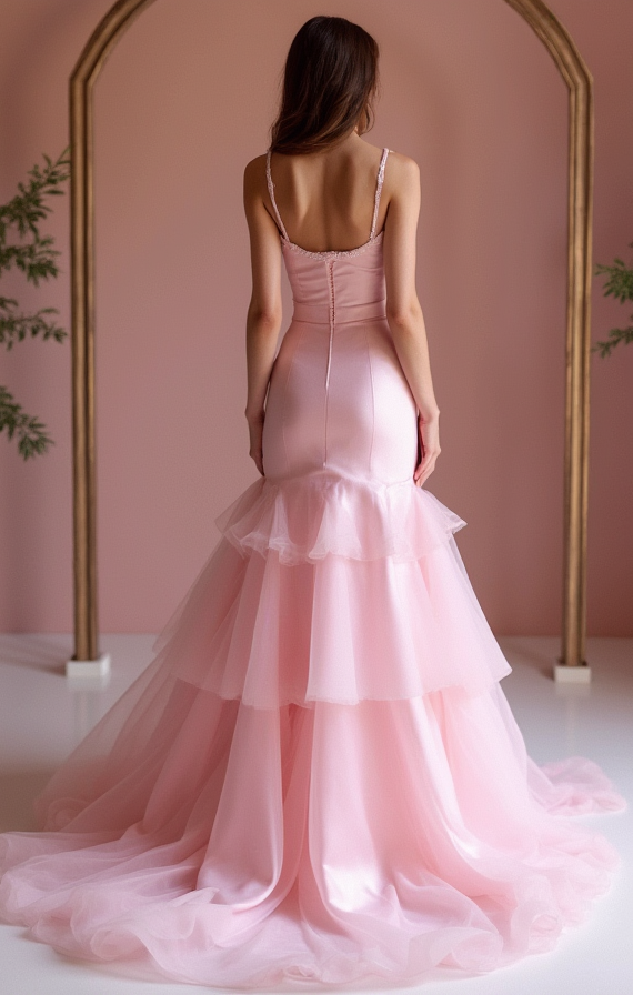Fashion-Forward Pink Evening Dress & Prom Dress with Geometric Sequin Patterns