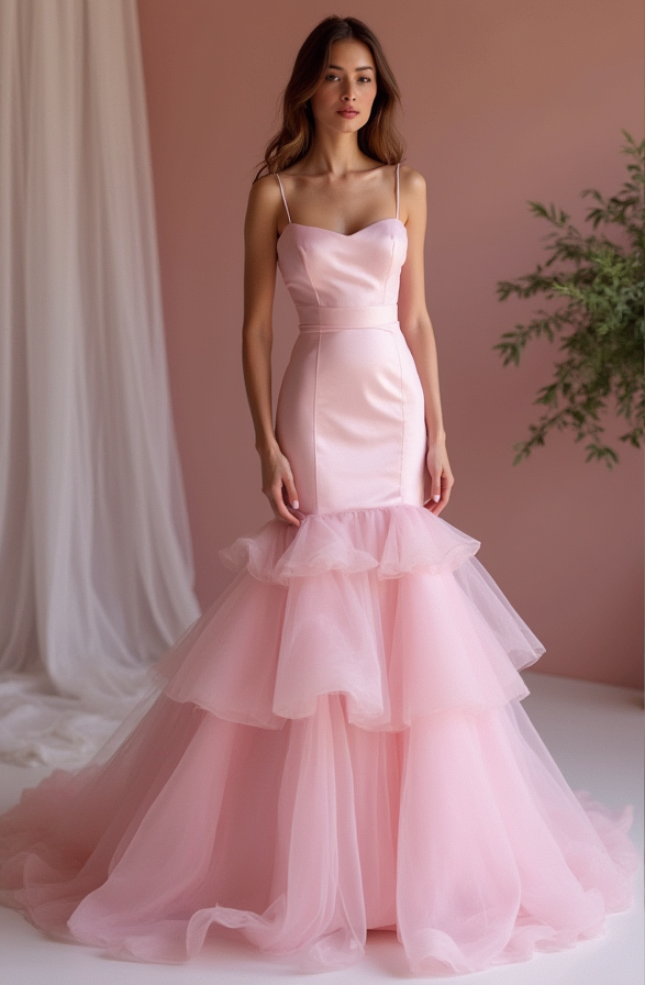 Fashion-Forward Pink Evening Dress & Prom Dress with Geometric Sequin Patterns