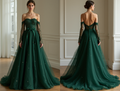 Sleek Green Evening Dress & Prom Dress with Subtle Sparkle for a Chic Look