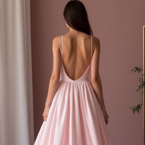 Romantic Pink Evening Dress & Prom Dress with Long Bell Sleeves