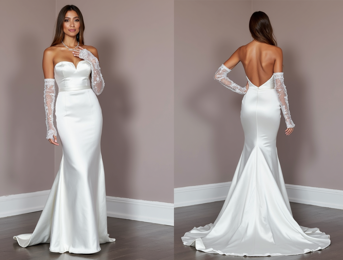 Elegant White Mermaid Wedding Gown with Beaded Embellishments for Extra Sparkle