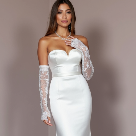 Elegant White Mermaid Wedding Gown with Beaded Embellishments for Extra Sparkle