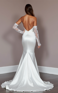 Elegant White Mermaid Wedding Gown with Beaded Embellishments for Extra Sparkle