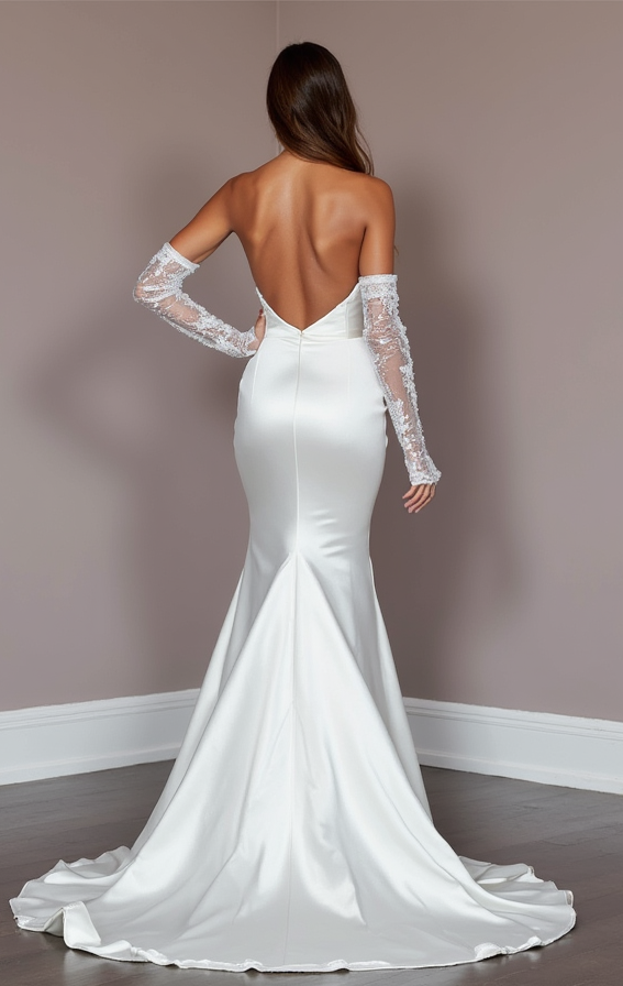 Elegant White Mermaid Wedding Gown with Beaded Embellishments for Extra Sparkle